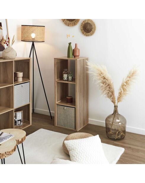 Rangement modulable 3 cases klaus marron - 38.5x99x32 cm