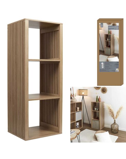 Rangement modulable 3 cases klaus marron - 38.5x99x32 cm
