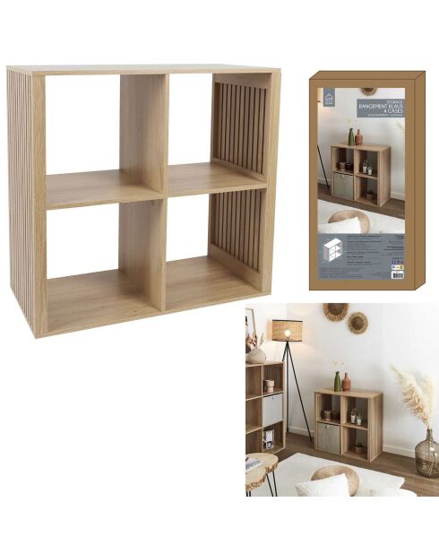 Rangement modulable 4 cases klaus marron - 69.6x66x32 cm