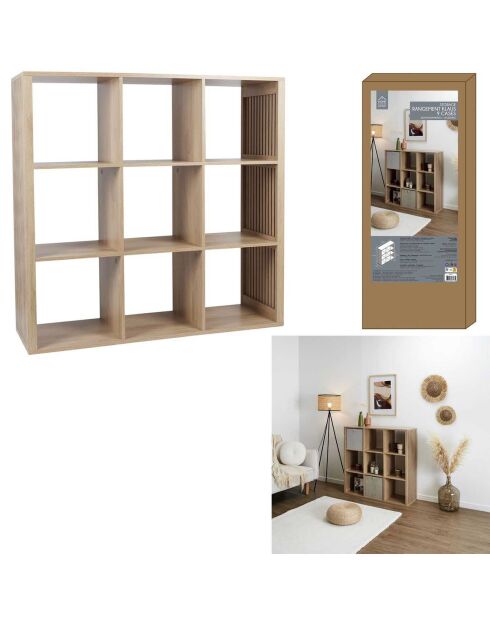 Rangement modulable 9 cases klaus marron - 102x99x32 cm