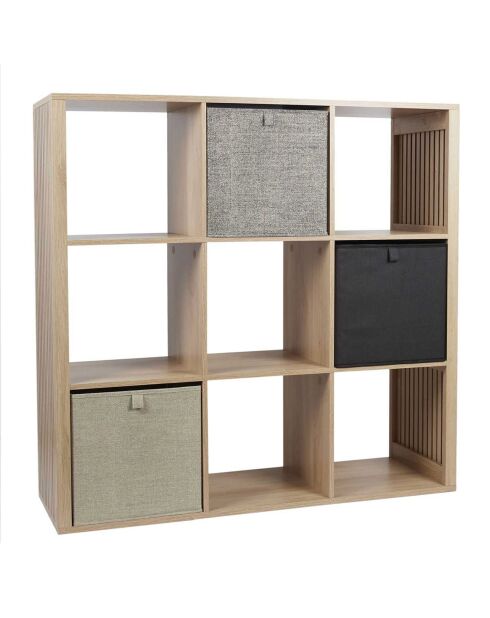 Rangement modulable 9 cases klaus marron - 102x99x32 cm
