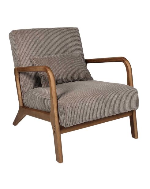 Fauteuil salon cotelé scott taupe - 64.5x75x83.5 cm