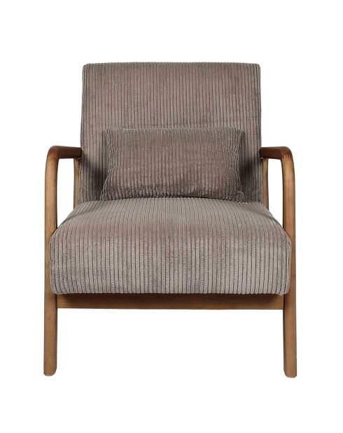 Fauteuil salon cotelé scott taupe - 64.5x75x83.5 cm