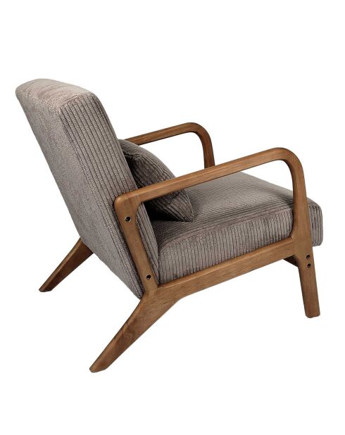 Fauteuil salon cotelé scott taupe - 64.5x75x83.5 cm