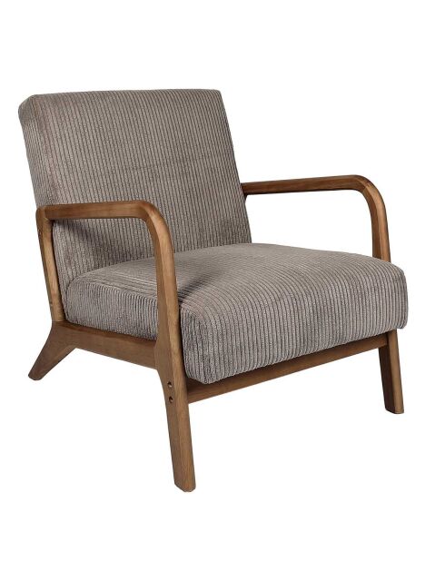 Fauteuil salon cotelé scott taupe - 64.5x75x83.5 cm