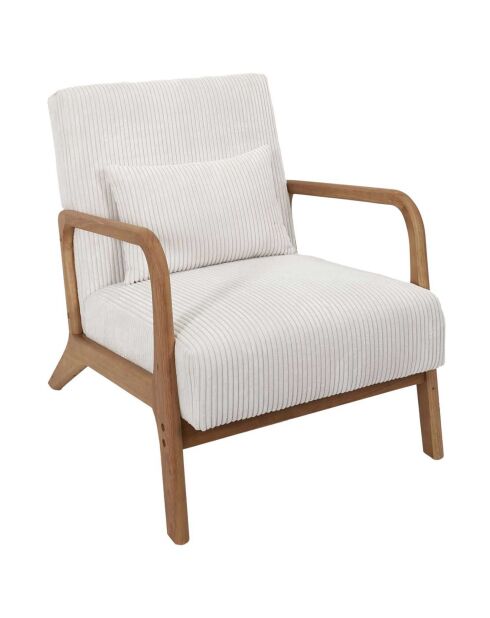 Fauteuil salon cotelé scott beige - 64.5x75x86 cm
