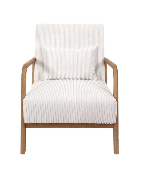 Fauteuil salon cotelé scott beige - 64.5x75x86 cm
