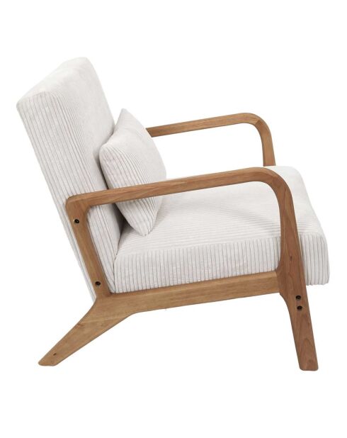 Fauteuil salon cotelé scott beige - 64.5x75x86 cm