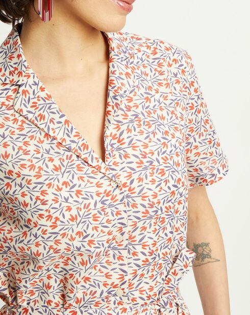 Robe Laura imprimée écru/groseille