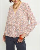 Blouse Laureline imprimée écru/groseille