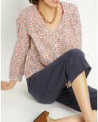 Blouse Laureline imprimée écru/groseille