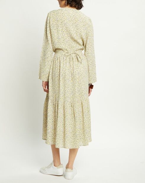 Robe Léoncie à fleurs olive