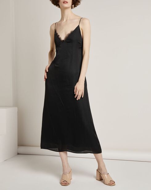 Robe satinée Jade noire