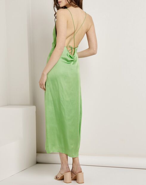 Neongrünes Jade-Satinkleid
