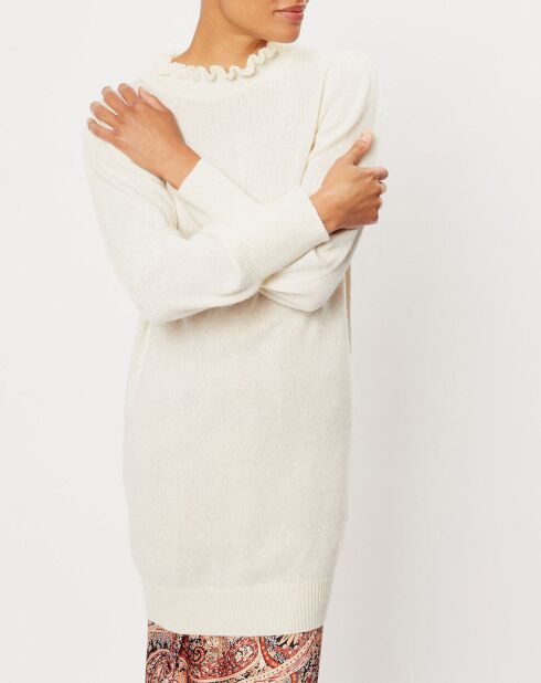 Robe Pull en Angora & Laine mélangés Iris blanche