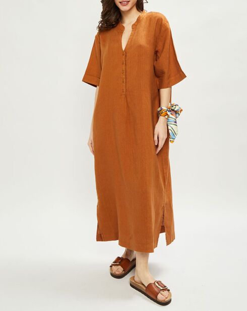 Robe 100% Lin Carene cacao