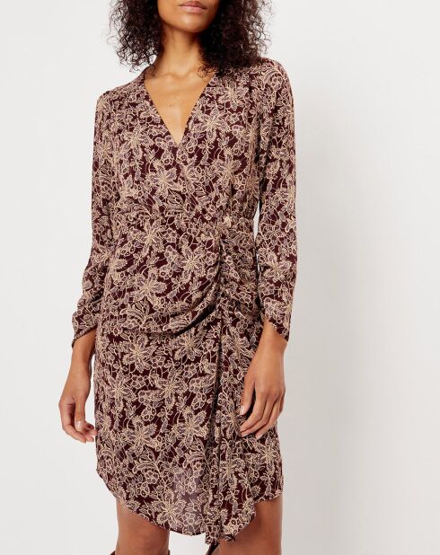 Robe imprimée floral Luna bordeaux
