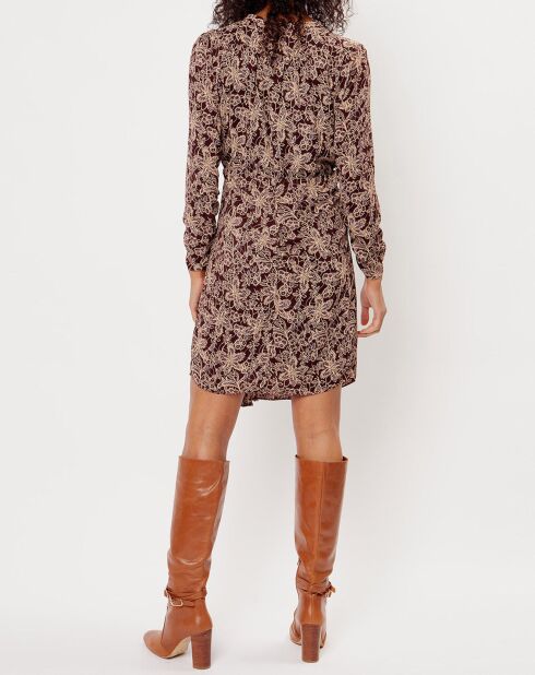 Robe imprimée floral Luna bordeaux