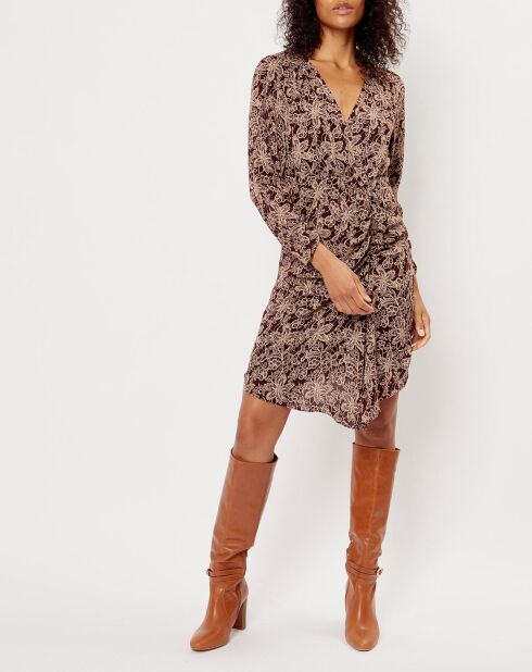 Robe imprimée floral Luna bordeaux