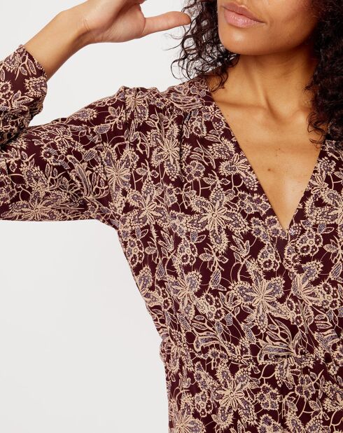 Robe imprimée floral Luna bordeaux