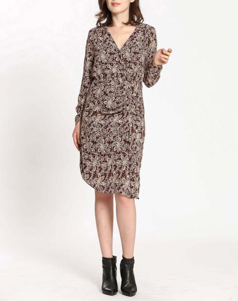 Robe imprimée floral Luna bordeaux