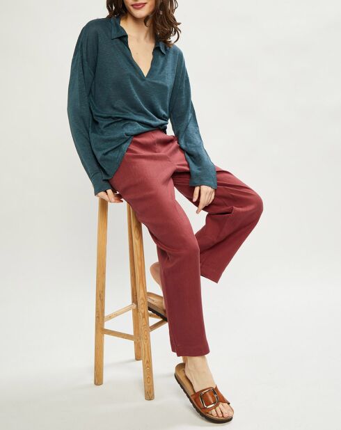 Pantalon 100% Lin Carlos terracotta