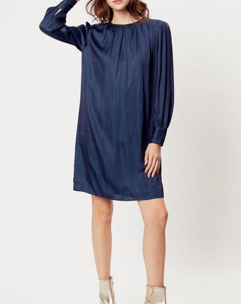 Robe satinée Giulia bleu marine