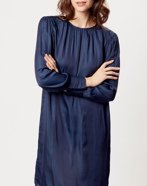 Robe satinée Giulia bleu marine