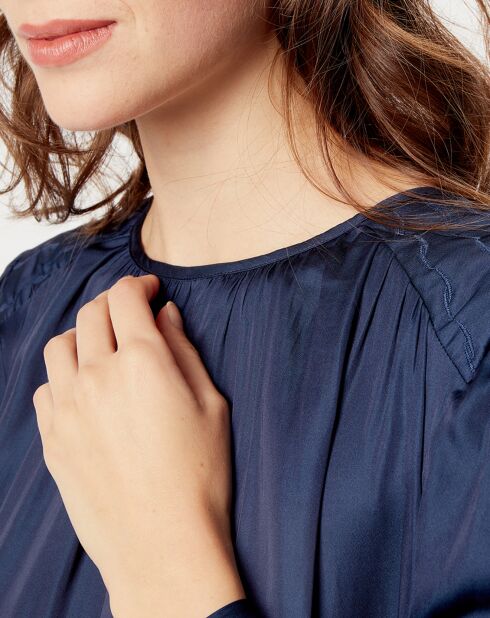 Robe satinée Giulia bleu marine