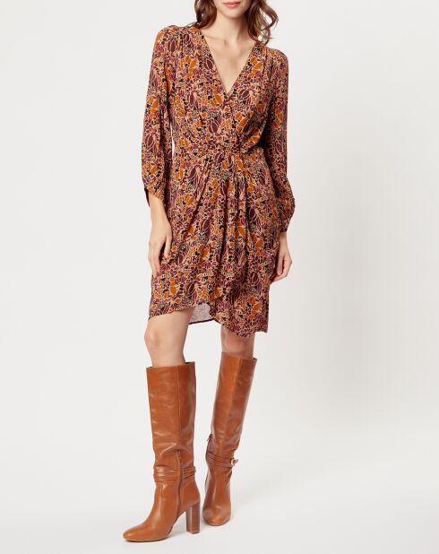 Bruine jurk met print Salomé