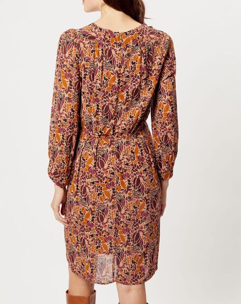 Bruine jurk met print Salomé