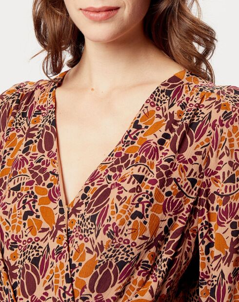 Bruine jurk met print Salomé