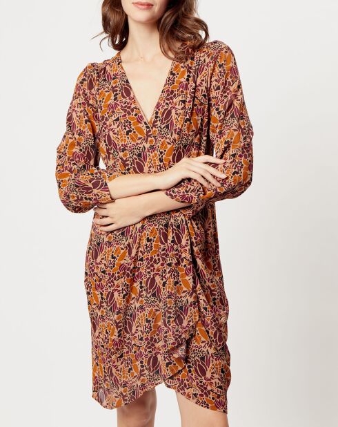 Robe imprimée Salomé marron