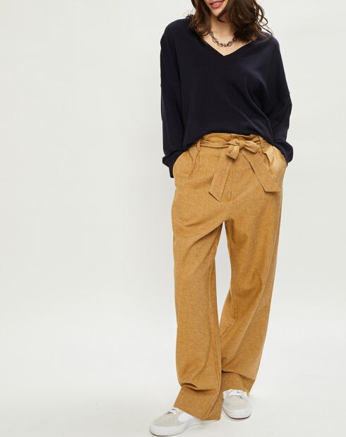Pantalon en Lin & Coton Curt muscade