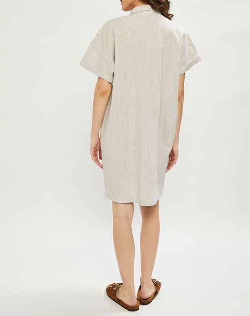 Robe en Lin & Coton Cebane rayé beige/kaki