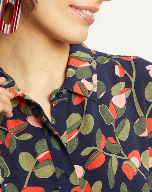 Robe Madeleine imprimée marine/multicolore