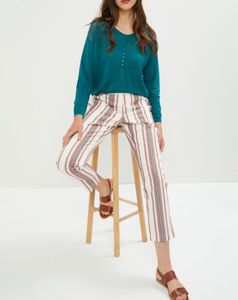 Pantalon Cedric rayé tomette