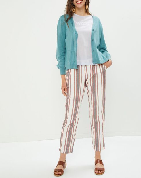 Pantalon Cedric rayé tomette