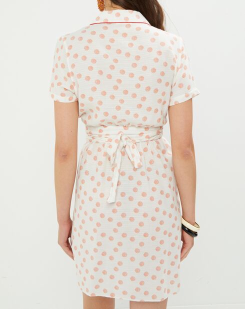 Robe Cindy à pois écrue