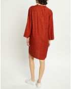 Robe Dina imprimée palmiers paprika