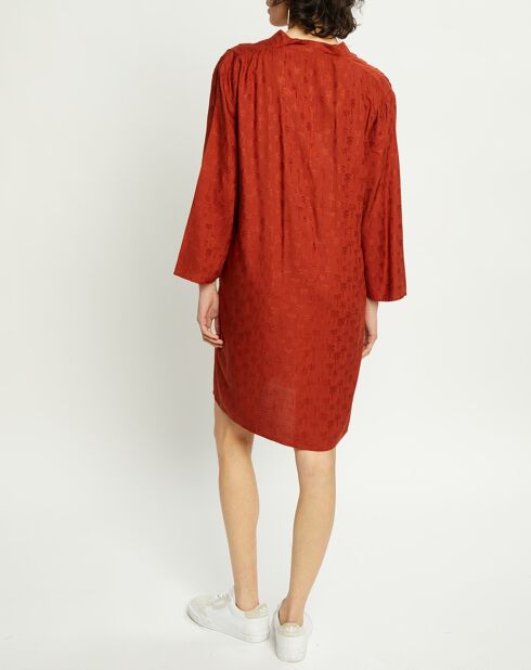 Robe Dina imprimée palmiers paprika