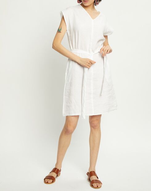 Robe 100% Lin Doriana blanche