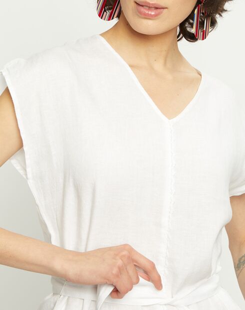 Robe 100% Lin Doriana blanche