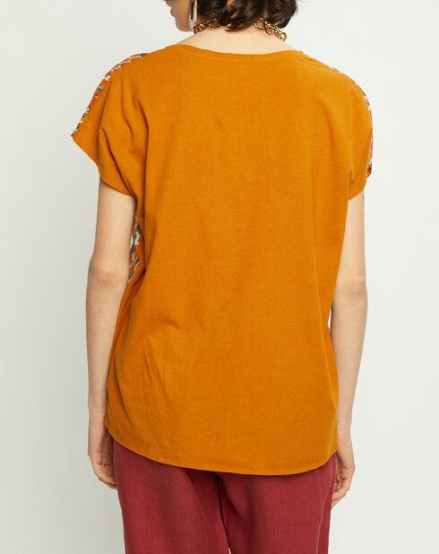T-Shirt en Coton & Lin Isaline orange