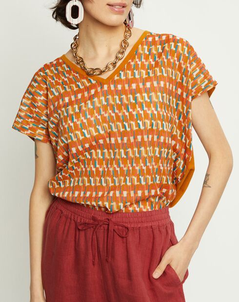 T-Shirt en Coton & Lin Isaline orange