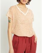 T-Shirt en Coton & Lin Isaline imprimé papaye