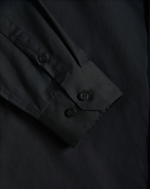 Rigby Go Reg Poplin zwart hemd