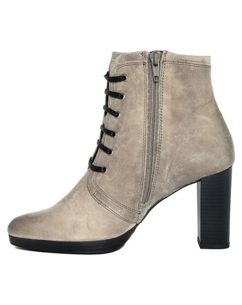 Bottines en Cuir Alice grises - Talon 8.5 cm