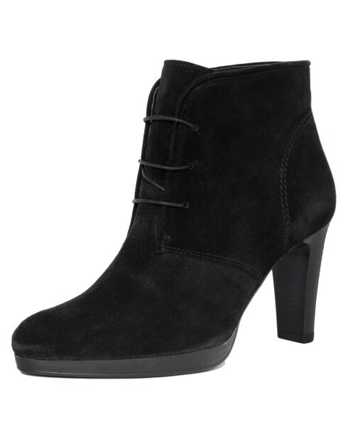 Bottines en Velours de cuir Marion noires - Talon 8.5 cm