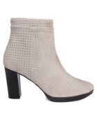 Bottines en Velours de cuir Elise gris/beige - Talon 8.5 cm